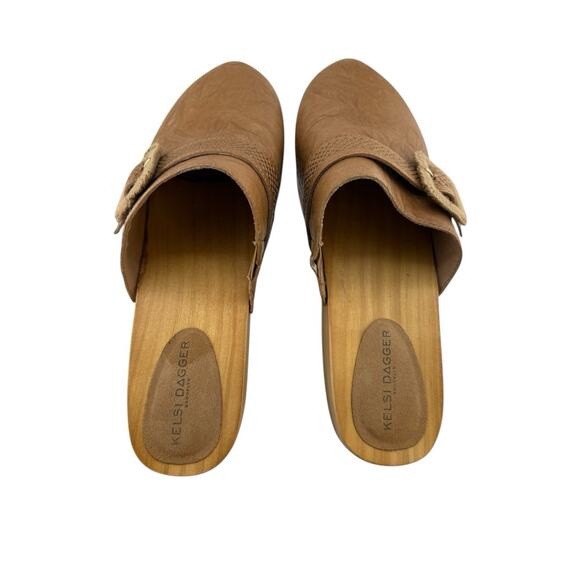 Kelsi Dagger Brooklyn Brown Leather Slip On Mules w Buckle Women's Size 10 EUC - Picture 6 of 10